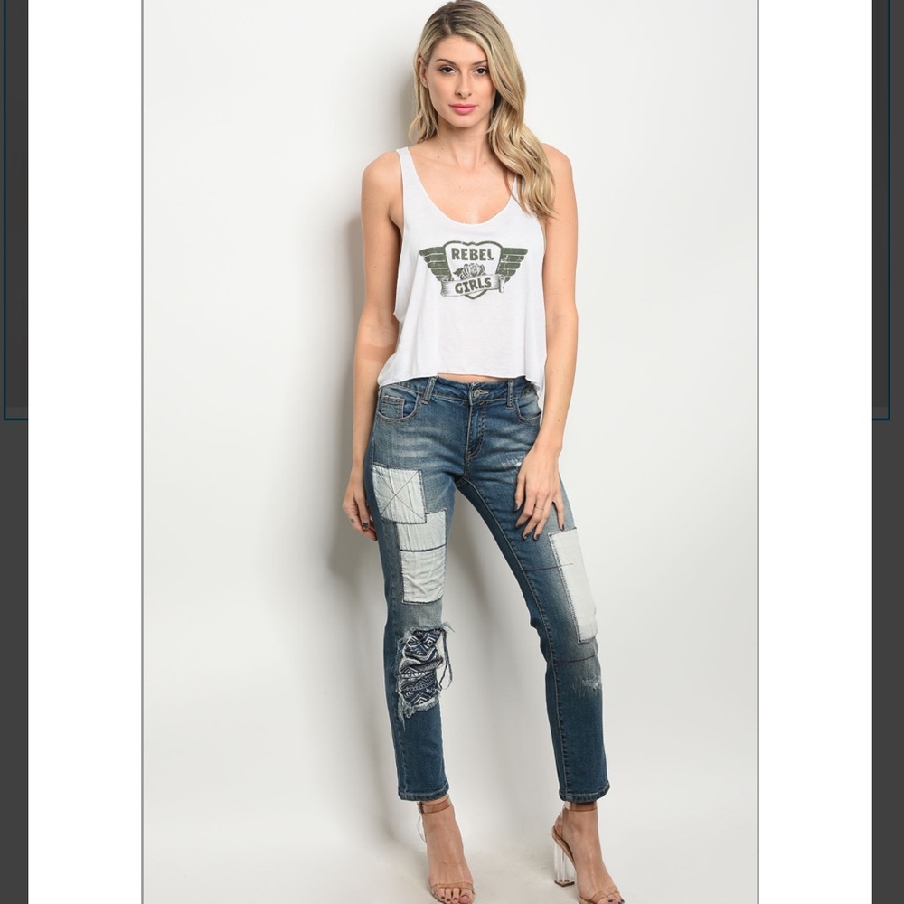 🆕 💙 Patchwork Denim Jeans - Picture 3 of 8
